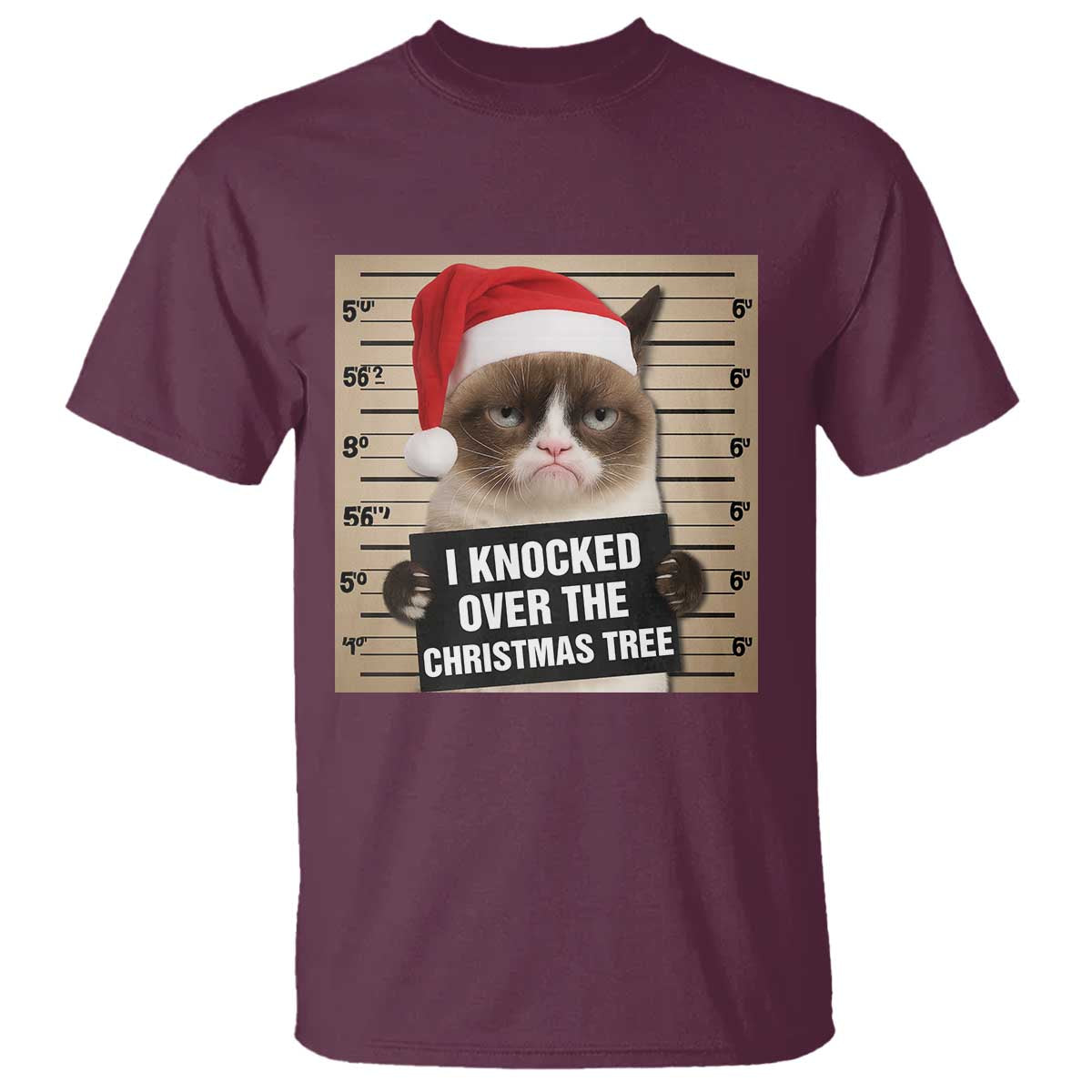 Funny Cat Mugshot Christmas T Shirt I Will Protect You Kitten No Matter What - Wonder Print Shop