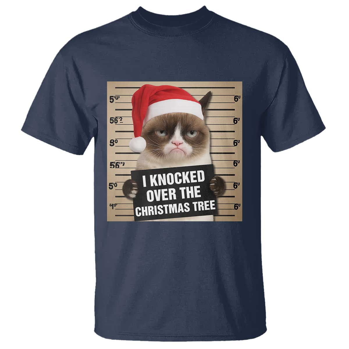 Funny Cat Mugshot Christmas T Shirt I Will Protect You Kitten No Matter What - Wonder Print Shop