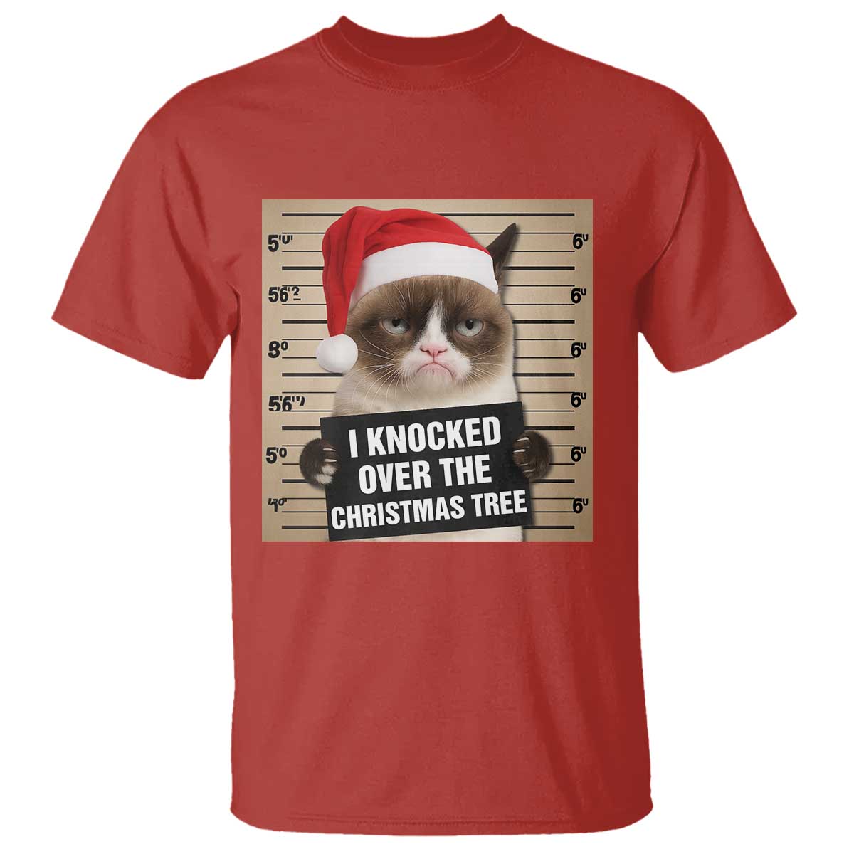 Funny Cat Mugshot Christmas T Shirt I Will Protect You Kitten No Matter What - Wonder Print Shop