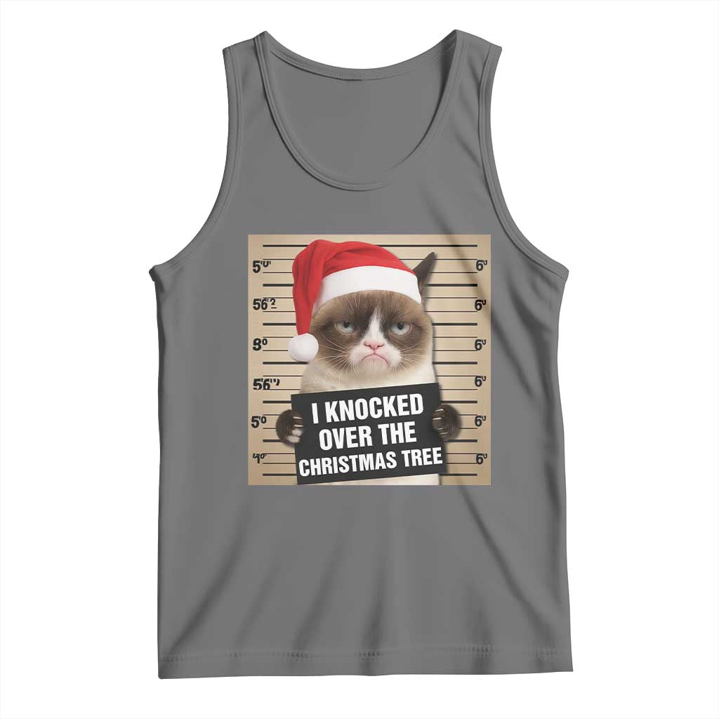 Funny Cat Mugshot Christmas Tank Top I Will Protect You Kitten No Matter What - Wonder Print Shop