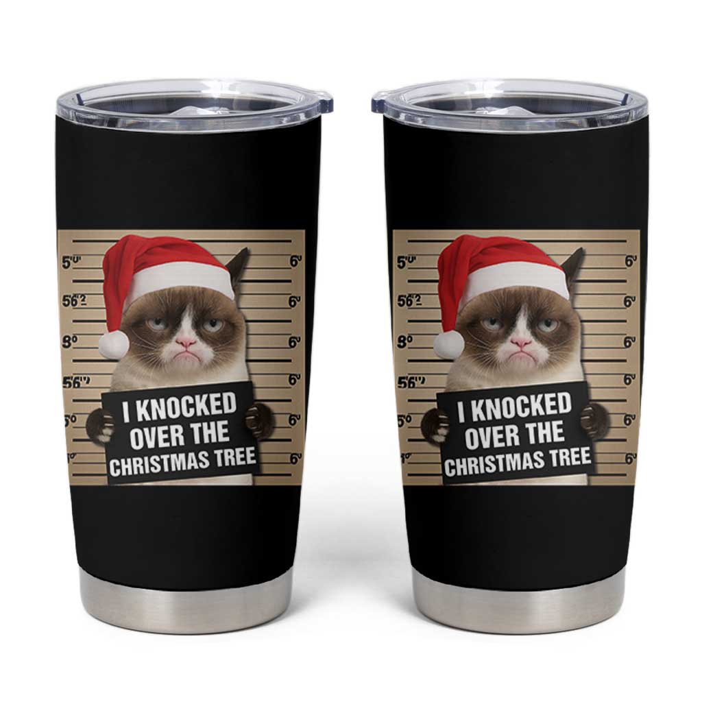Funny Cat Mugshot Christmas Tumbler Cup I Will Protect You Kitten No Matter What - Wonder Print Shop