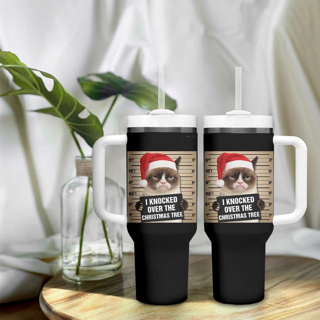 Funny Cat Mugshot Christmas Tumbler With Handle I Will Protect You Kitten No Matter What - Wonder Print Shop
