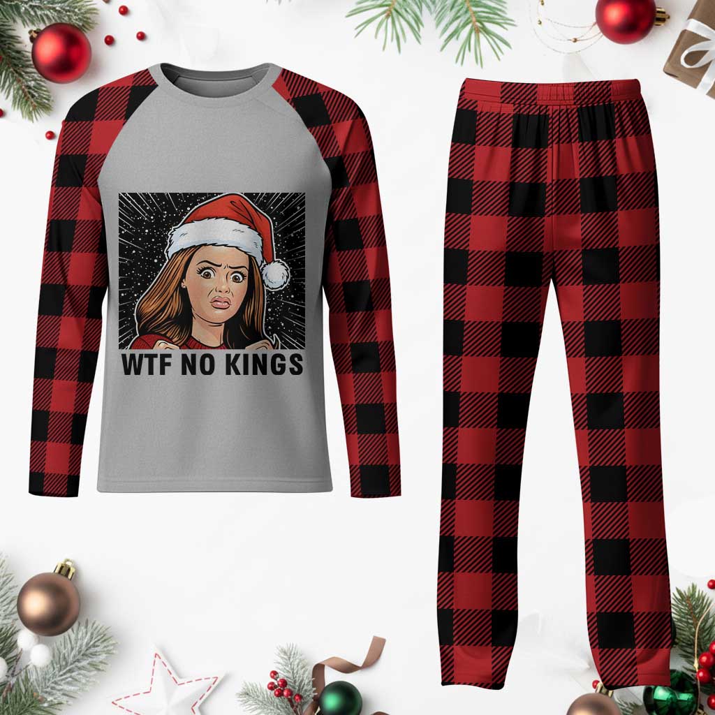 No Kings Plaid Pajama Set Funny Disgusting Doll Face Meme Christmas - Wonder Print Shop