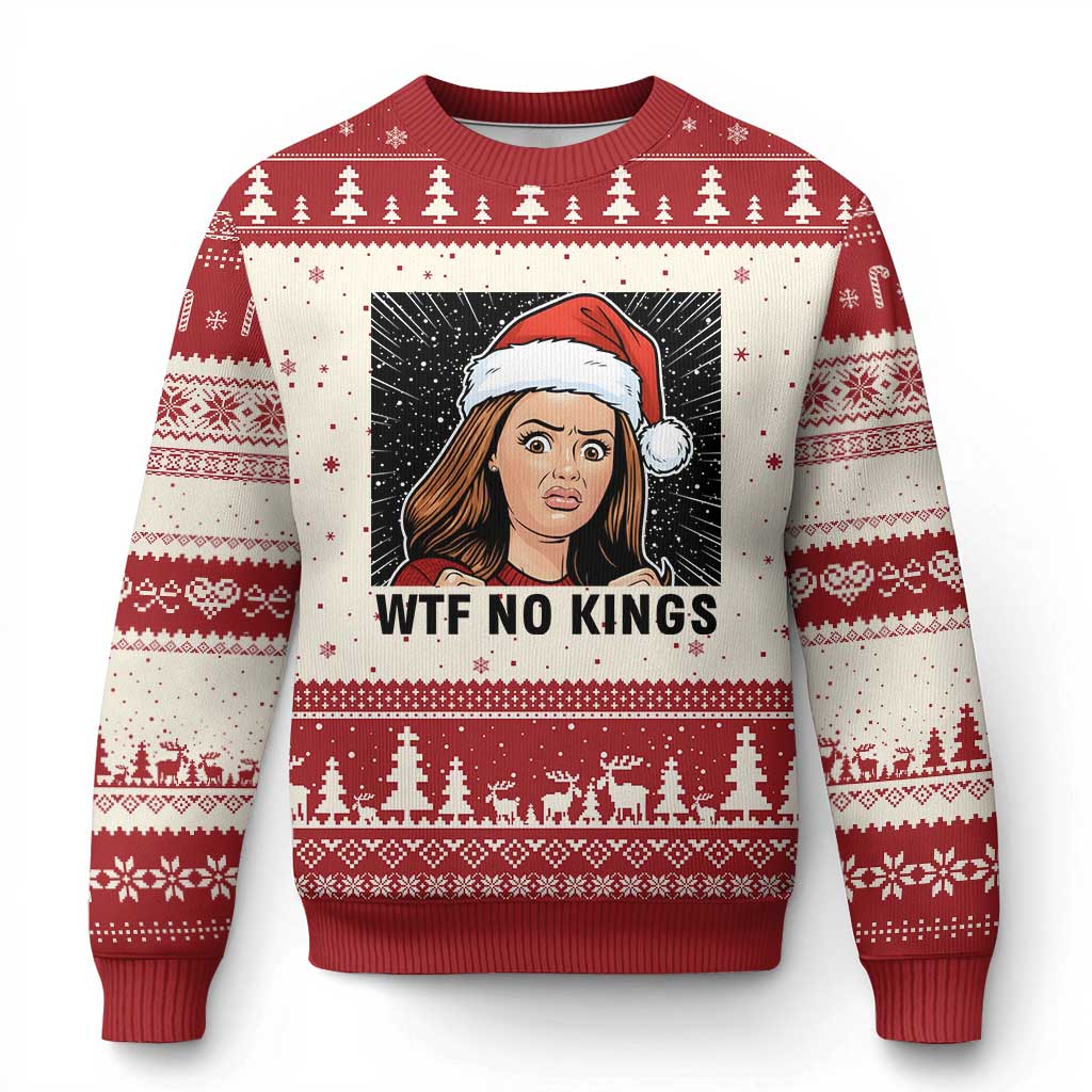 No Kings Ugly Christmas Sweater Funny Disgusting Doll Face Meme Xmas - Wonder Print Shop