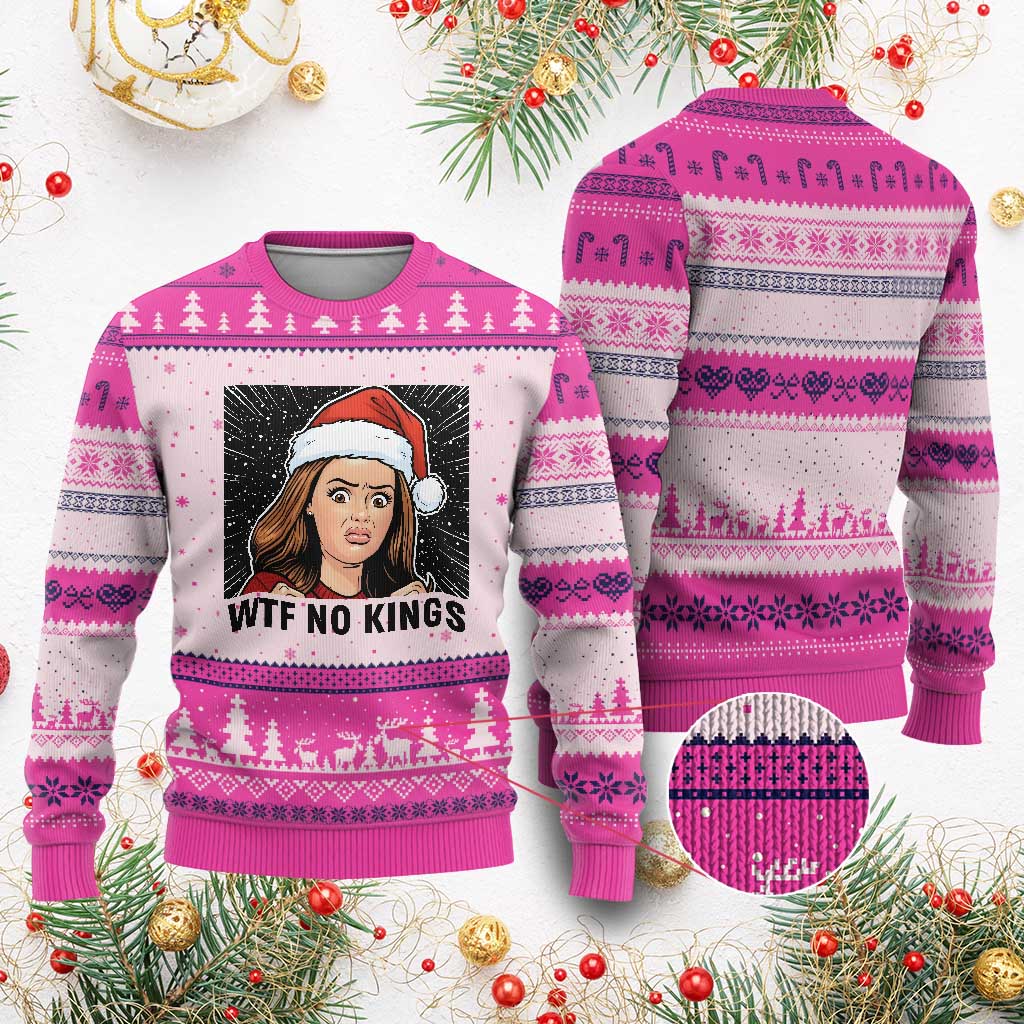 No Kings Ugly Christmas Sweater Funny Disgusting Doll Face Meme Xmas - Wonder Print Shop