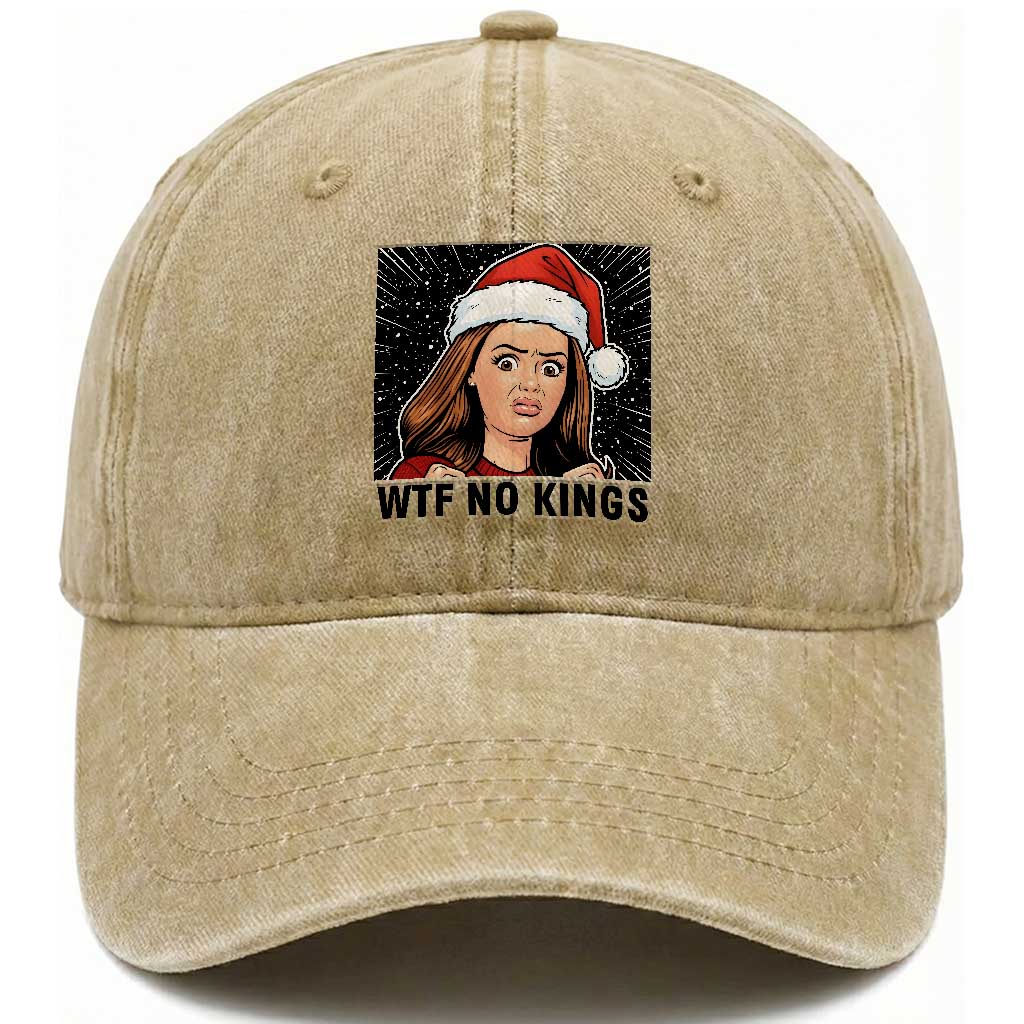 No Kings Washed Cotton Baseball Cap Funny Disgusting Doll Face Meme Christmas