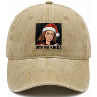 No Kings Washed Cotton Baseball Cap Funny Disgusting Doll Face Meme Christmas