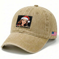 No Kings Washed Cotton Baseball Cap Funny Disgusting Doll Face Meme Christmas