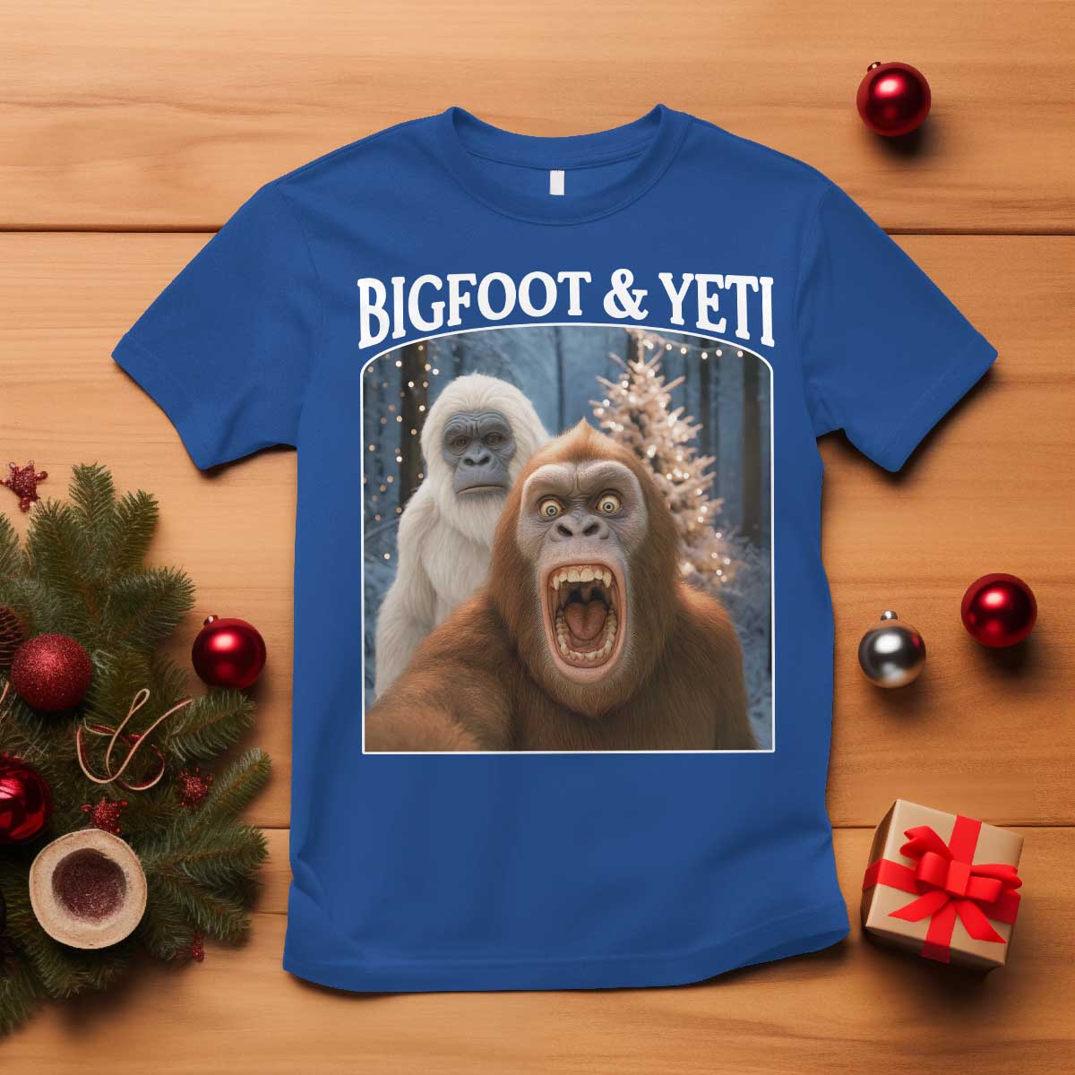 Funny Bigfoot Selfie T Shirt Sasquatch Yeti Christmas - Wonder Print Shop