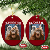 Funny Bigfoot Selfie Ceramic Ornament Sasquatch Yeti Xmas - Wonder Print Shop