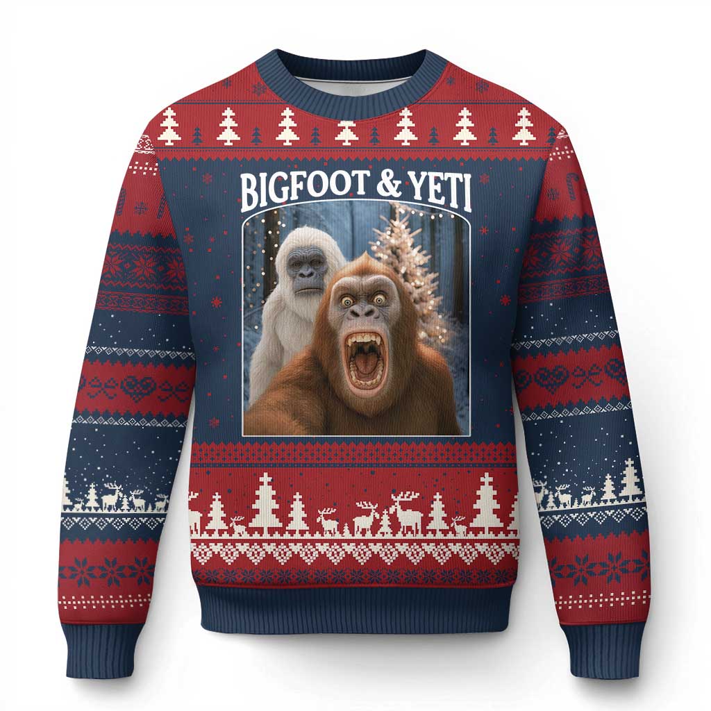 Funny Bigfoot Selfie Ugly Christmas Sweater Sasquatch Yeti Xmas - Wonder Print Shop