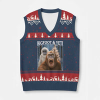 Funny Bigfoot Selfie V-Neck Knit Sweater Vest Sasquatch Yeti Xmas - Wonder Print Shop