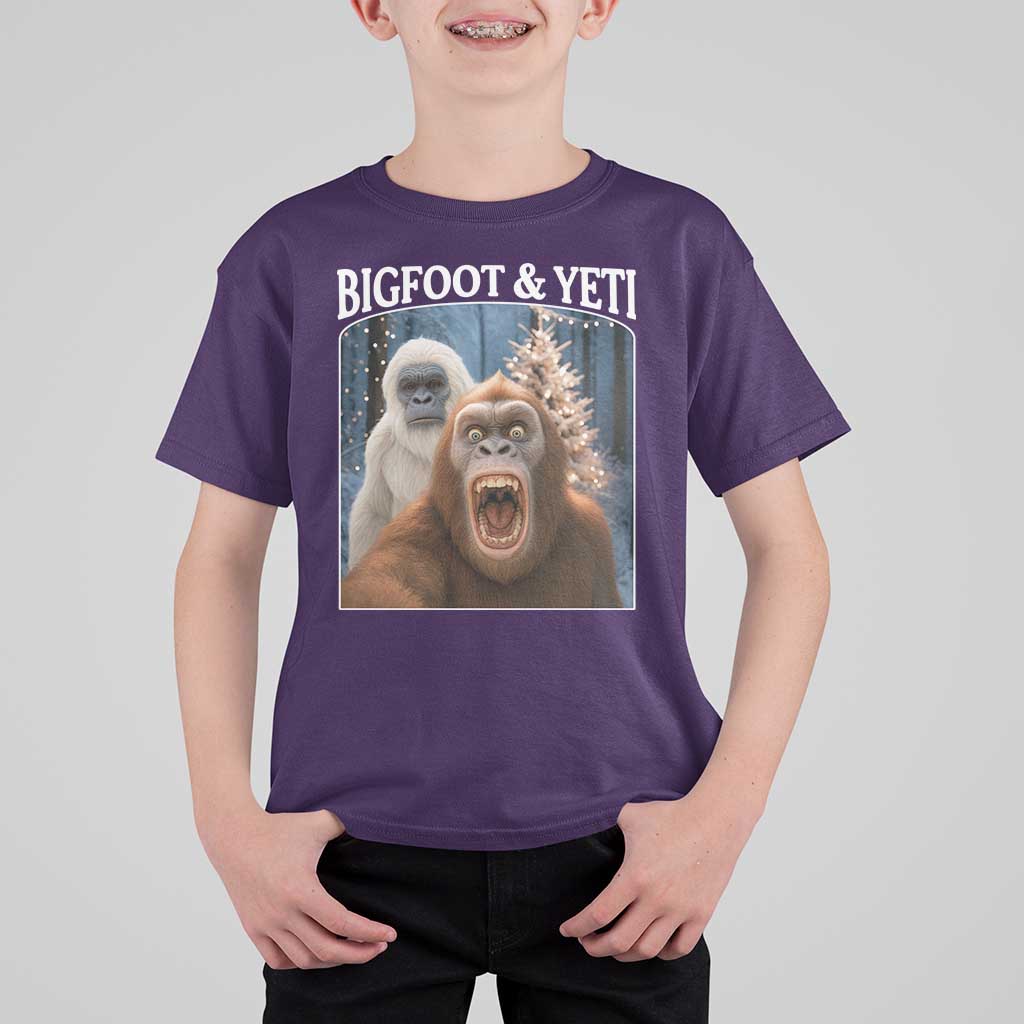 Funny Bigfoot Selfie T Shirt For Kid Sasquatch Yeti Christmas - Wonder Print Shop