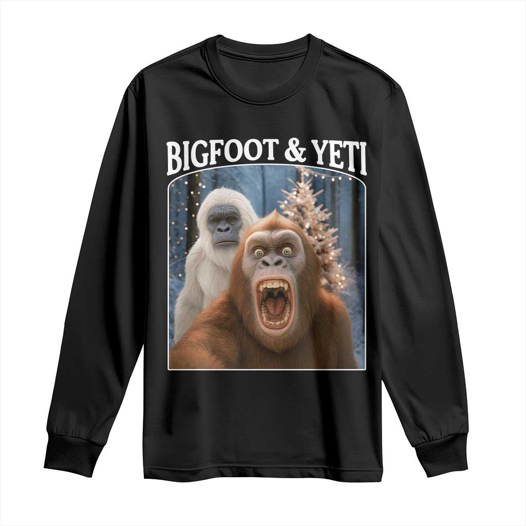 Funny Bigfoot Selfie Long Sleeve Shirt Sasquatch Yeti Christmas - Wonder Print Shop