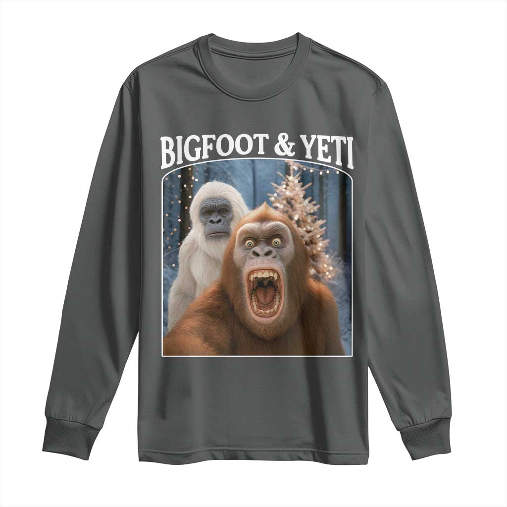Funny Bigfoot Selfie Long Sleeve Shirt Sasquatch Yeti Christmas - Wonder Print Shop