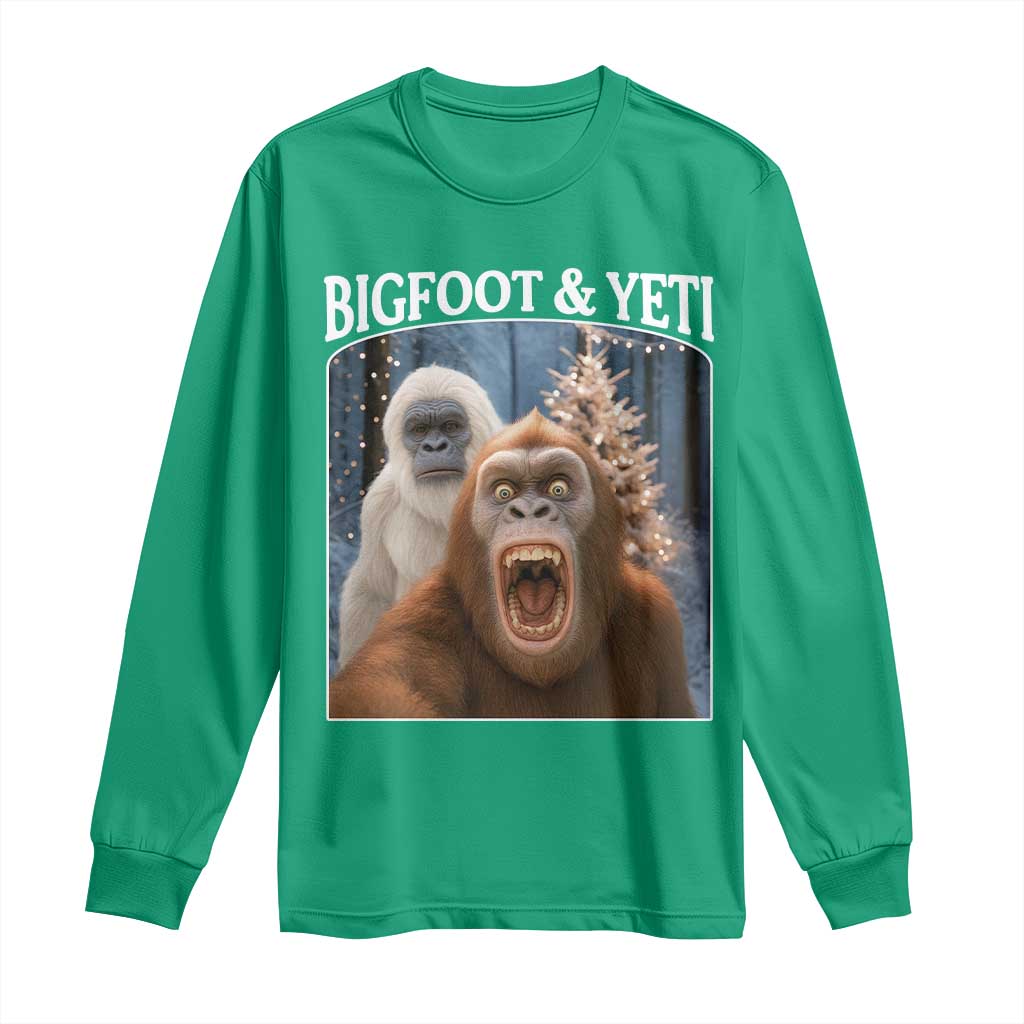 Funny Bigfoot Selfie Long Sleeve Shirt Sasquatch Yeti Christmas - Wonder Print Shop