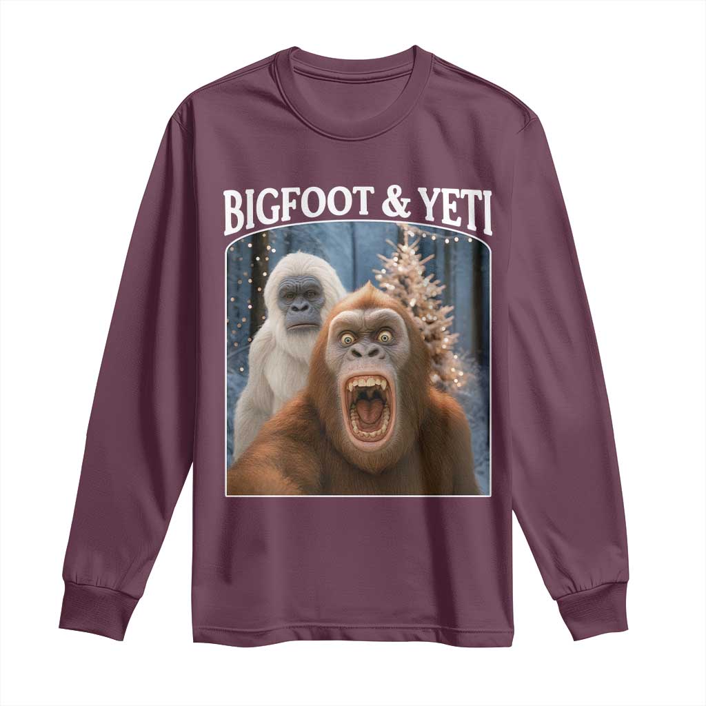 Funny Bigfoot Selfie Long Sleeve Shirt Sasquatch Yeti Christmas - Wonder Print Shop