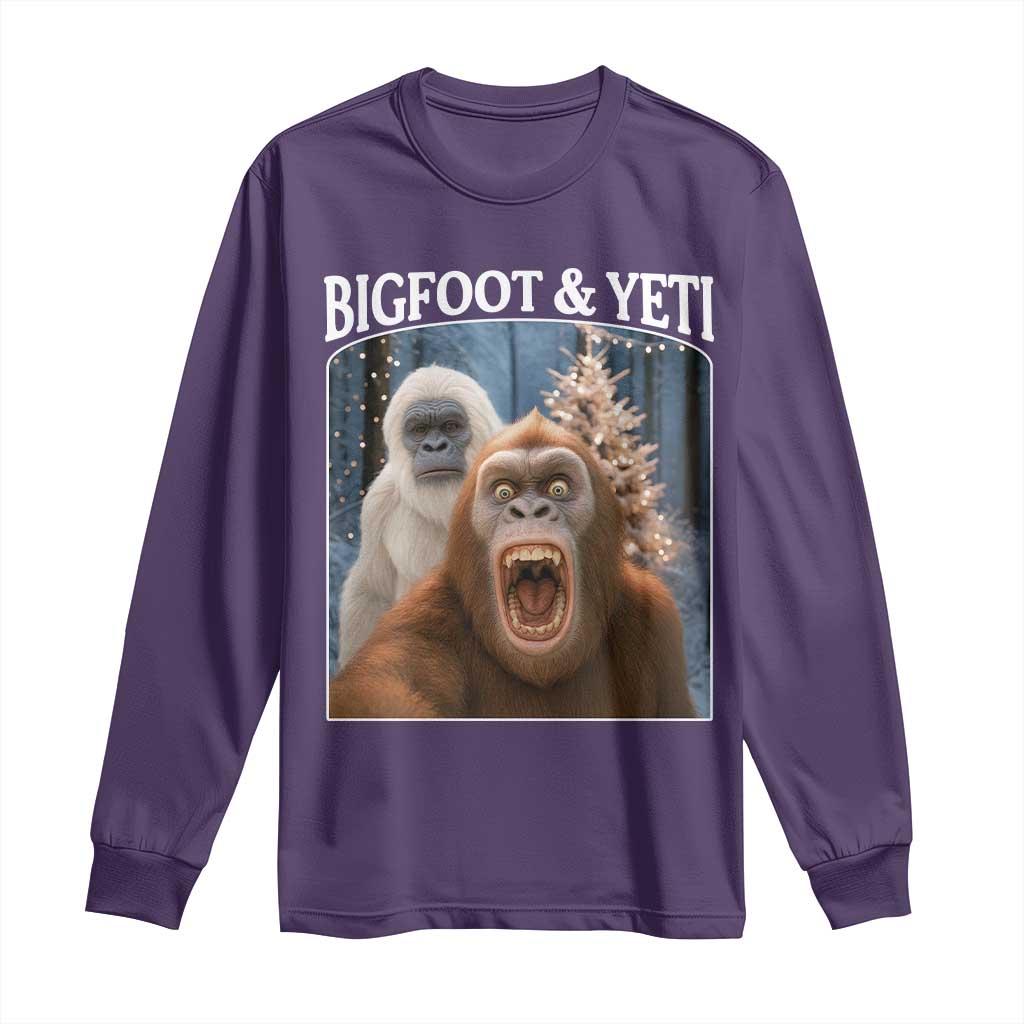 Funny Bigfoot Selfie Long Sleeve Shirt Sasquatch Yeti Christmas - Wonder Print Shop