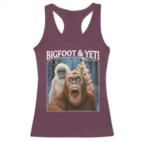 Funny Bigfoot Selfie Racerback Tank Top Sasquatch Yeti Christmas - Wonder Print Shop
