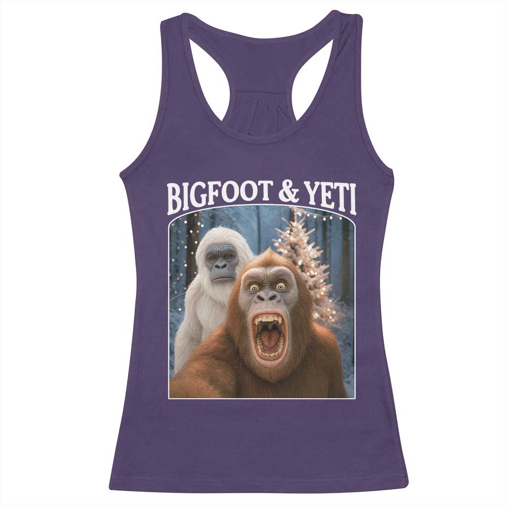Funny Bigfoot Selfie Racerback Tank Top Sasquatch Yeti Christmas - Wonder Print Shop