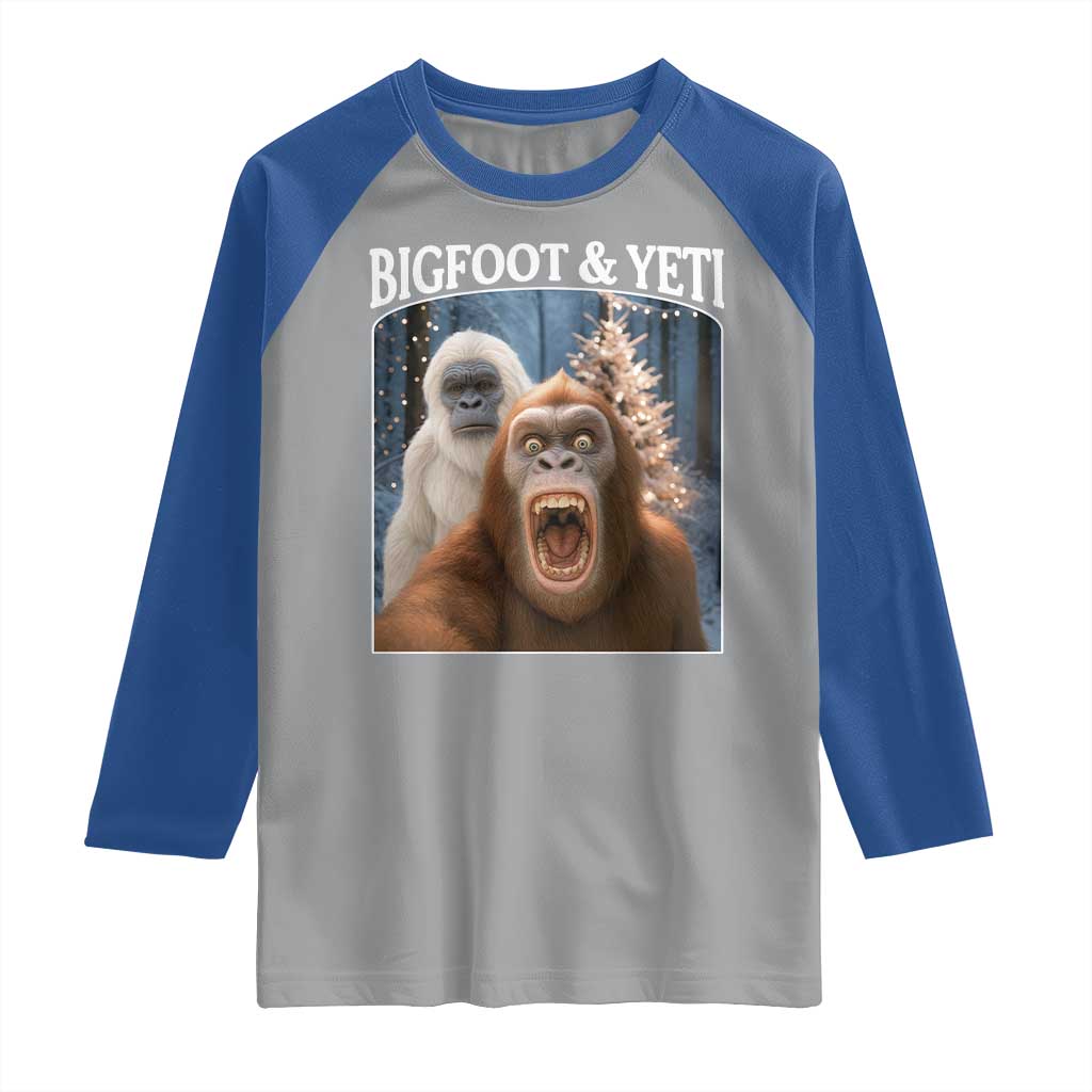 Funny Bigfoot Selfie Raglan Shirt Sasquatch Yeti Christmas - Wonder Print Shop