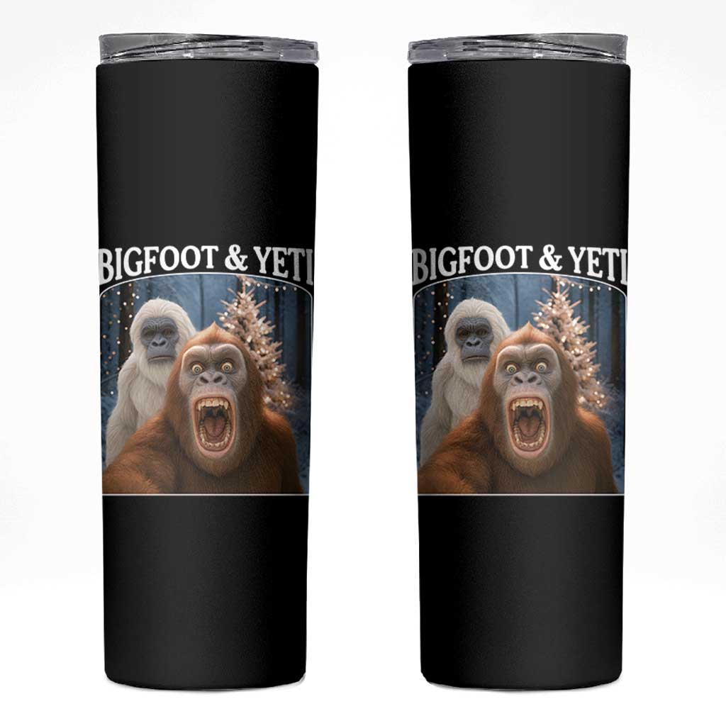 Funny Bigfoot Selfie Skinny Tumbler Sasquatch Yeti Christmas - Wonder Print Shop