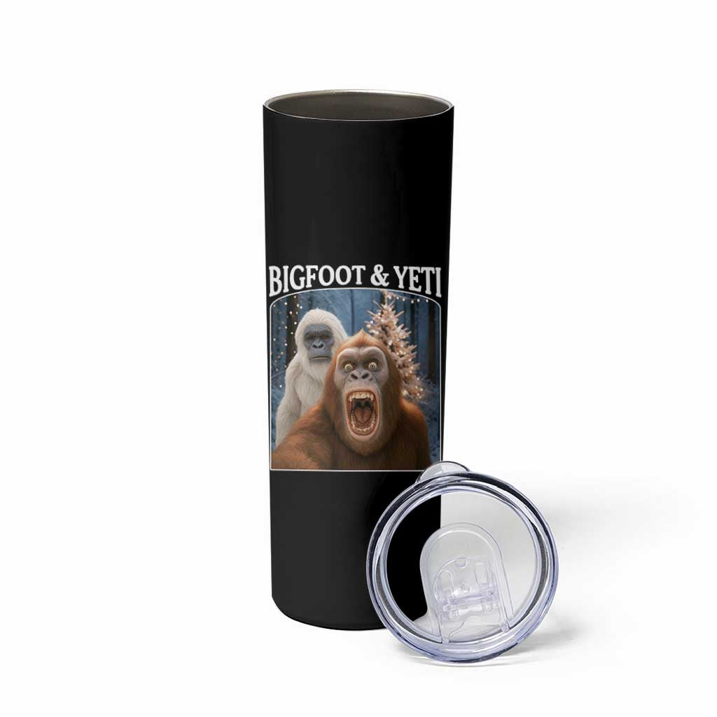 Funny Bigfoot Selfie Skinny Tumbler Sasquatch Yeti Christmas - Wonder Print Shop