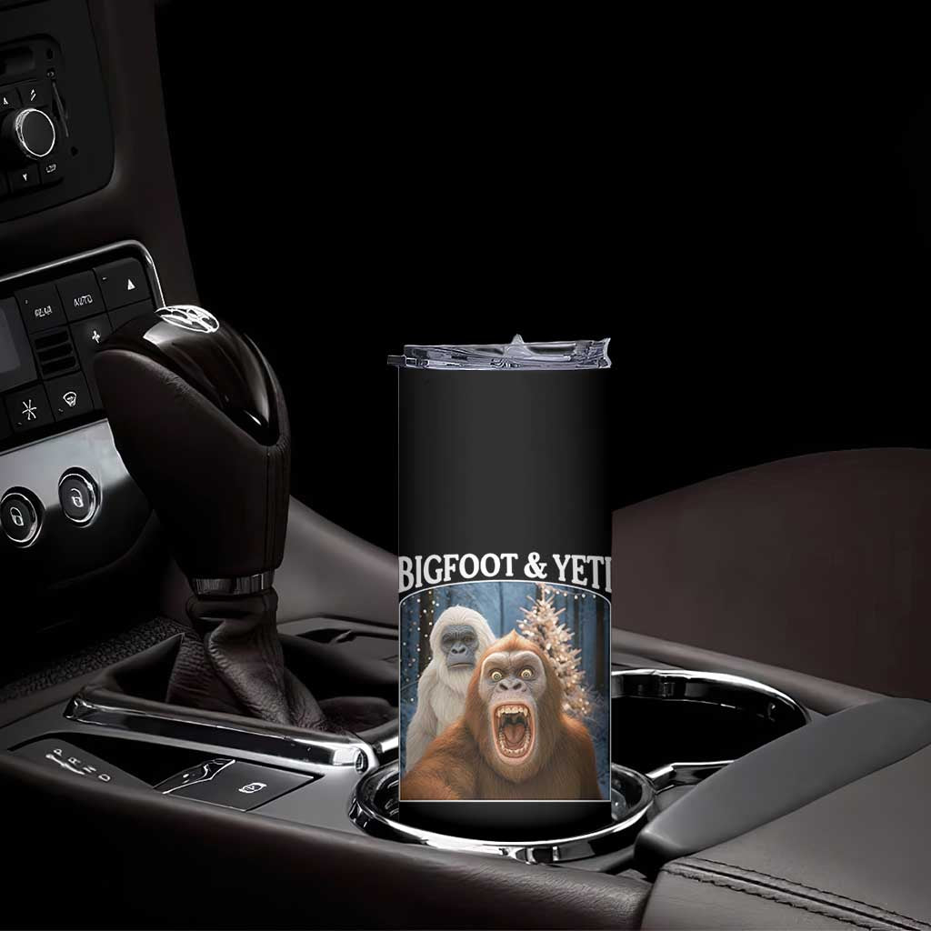 Funny Bigfoot Selfie Skinny Tumbler Sasquatch Yeti Christmas - Wonder Print Shop
