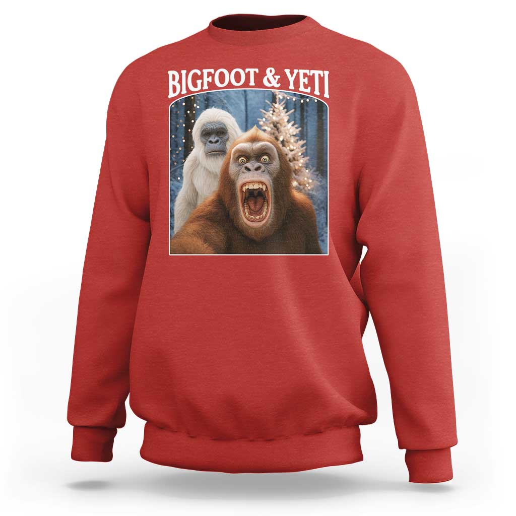 Funny Bigfoot Selfie Sweatshirt Sasquatch Yeti Christmas - Wonder Print Shop