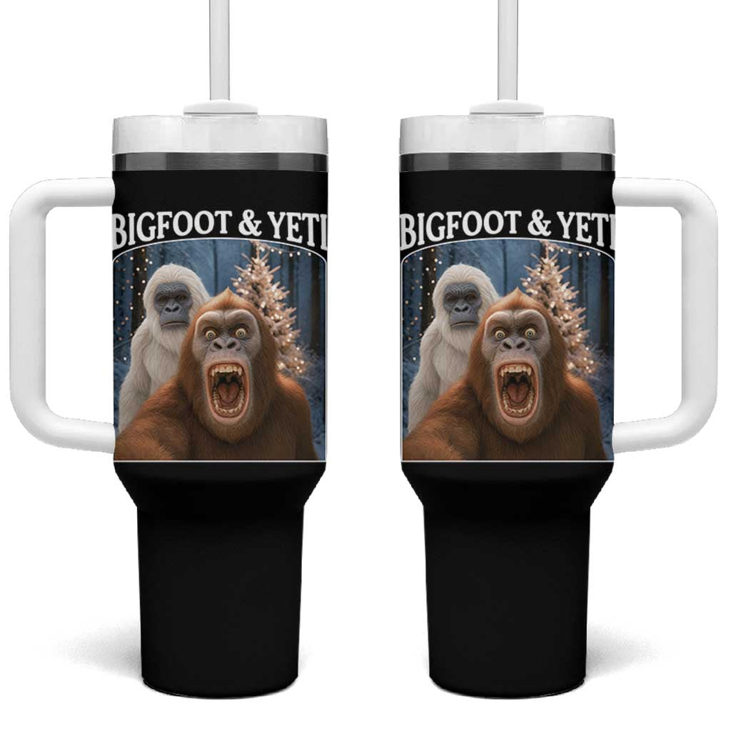 Funny Bigfoot Selfie Tumbler With Handle Sasquatch Yeti Christmas - Wonder Print Shop