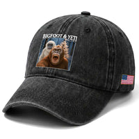 Funny Bigfoot Selfie Washed Cotton Baseball Cap Sasquatch Yeti Christmas
