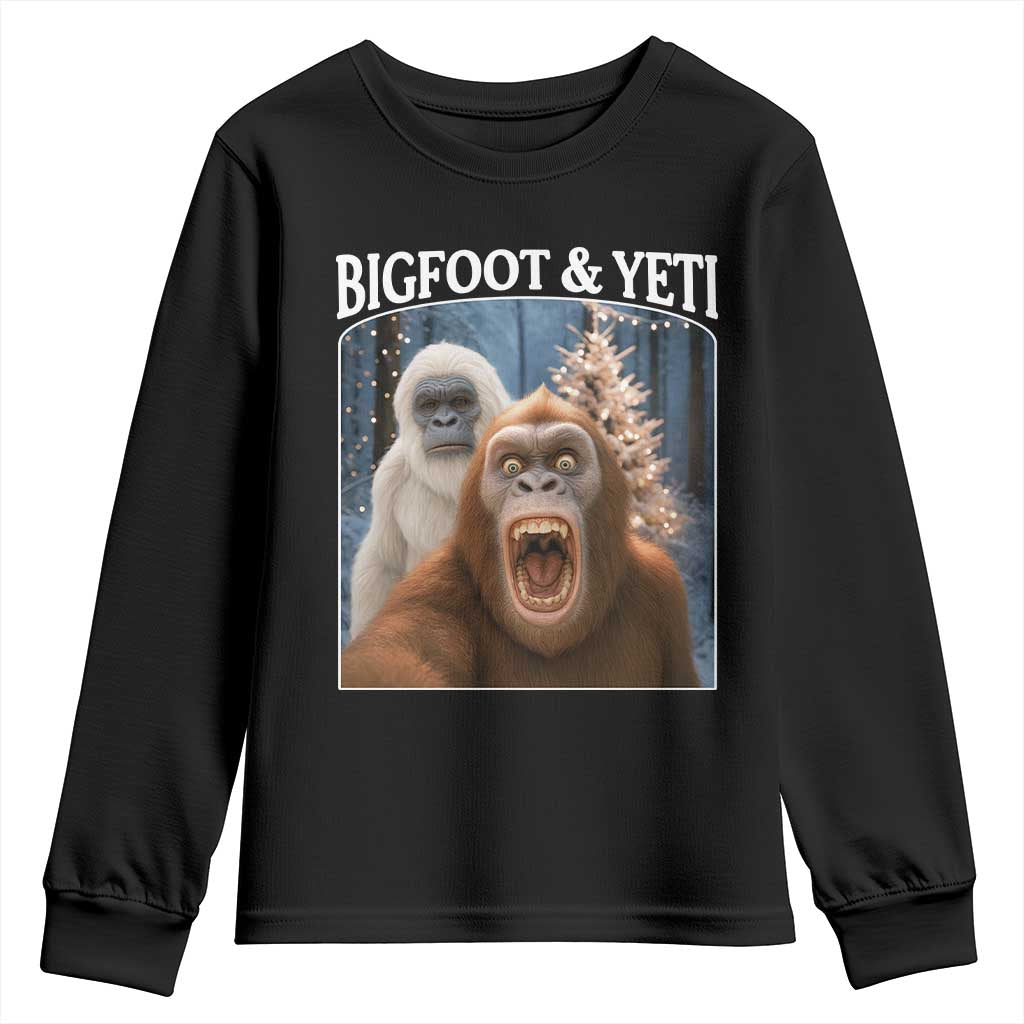 Funny Bigfoot Selfie Youth Sweatshirt Sasquatch Yeti Christmas - Wonder Print Shop
