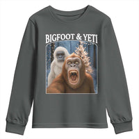 Funny Bigfoot Selfie Youth Sweatshirt Sasquatch Yeti Christmas - Wonder Print Shop