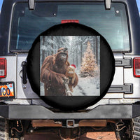 Funny Bigfoot With Cat Selfie Christmas Spare Tire Cover - Wonder Print Shop