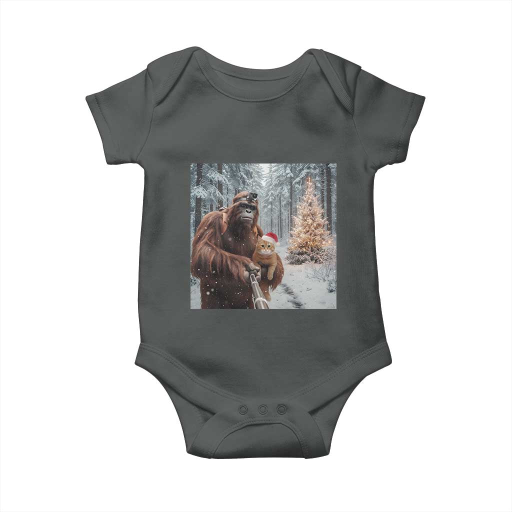 Funny Bigfoot With Cat Selfie Christmas Baby Onesie - Wonder Print Shop