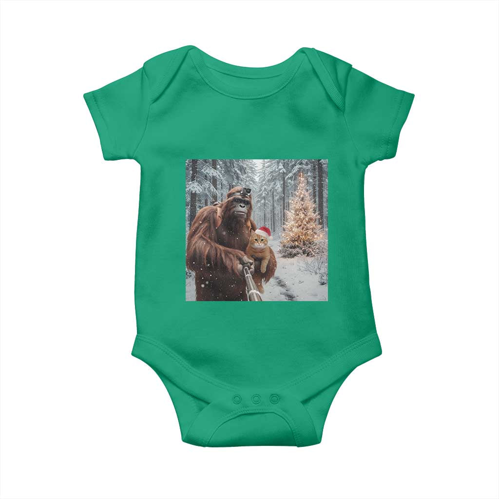 Funny Bigfoot With Cat Selfie Christmas Baby Onesie - Wonder Print Shop