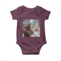 Funny Bigfoot With Cat Selfie Christmas Baby Onesie - Wonder Print Shop