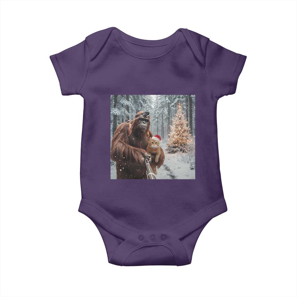 Funny Bigfoot With Cat Selfie Christmas Baby Onesie - Wonder Print Shop
