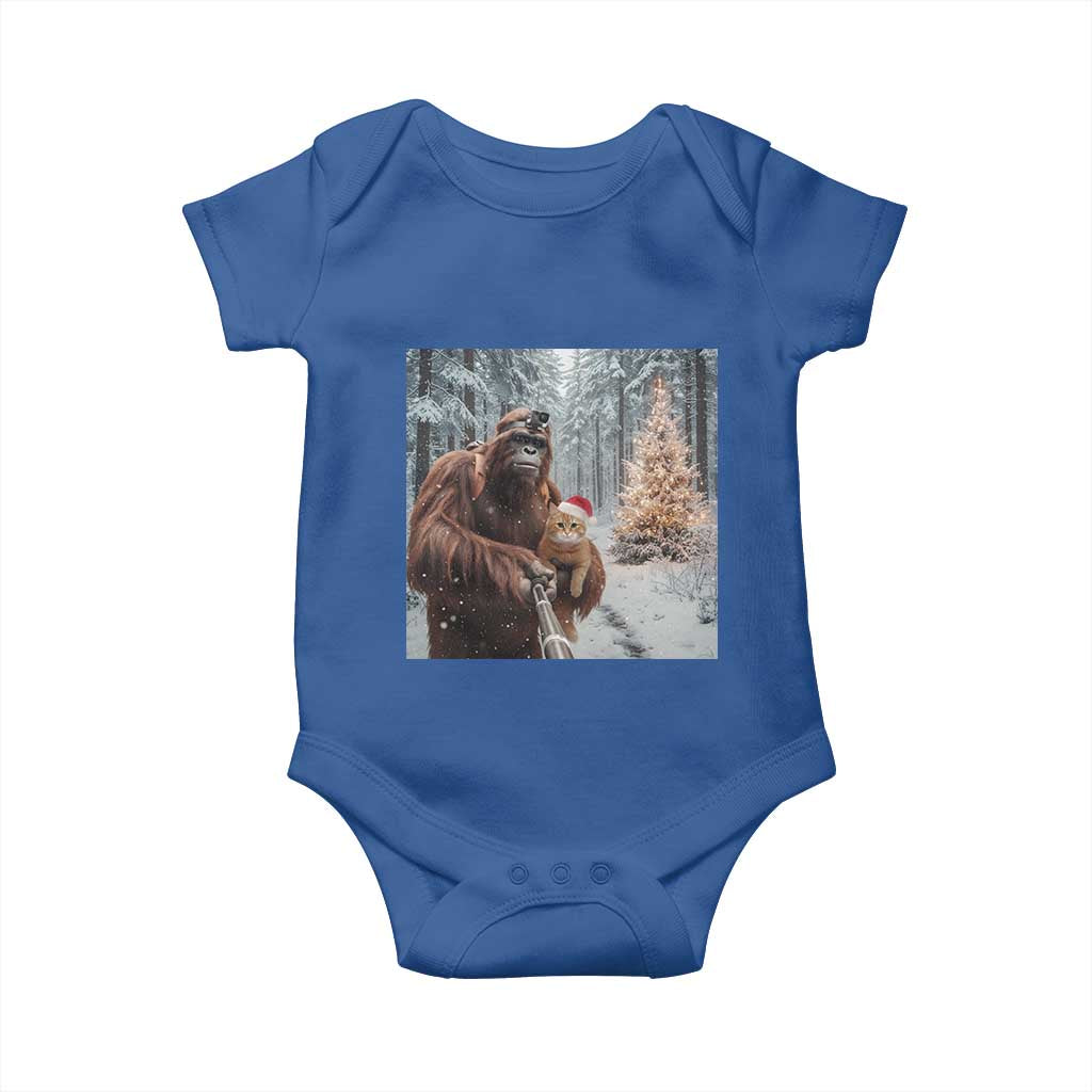 Funny Bigfoot With Cat Selfie Christmas Baby Onesie - Wonder Print Shop