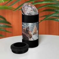 Funny Bigfoot With Cat Selfie Christmas 4 in 1 Can Cooler Tumbler - Wonder Print Shop