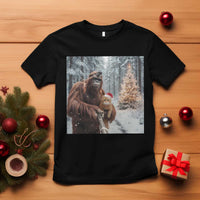 Funny Bigfoot With Cat Selfie Christmas T Shirt - Wonder Print Shop