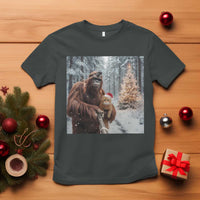 Funny Bigfoot With Cat Selfie Christmas T Shirt - Wonder Print Shop