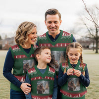 Funny Bigfoot With Cat Selfie Xmas V-Neck Knit Sweater Vest - Wonder Print Shop