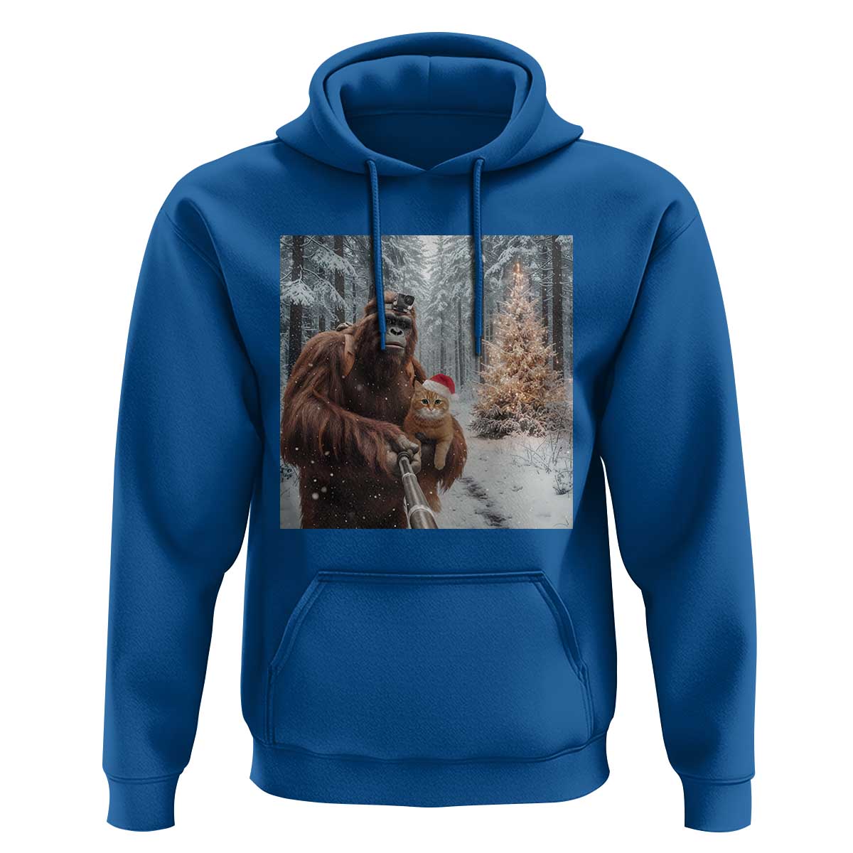 Funny Bigfoot With Cat Selfie Christmas Hoodie - Wonder Print Shop