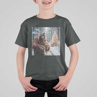 Funny Bigfoot With Cat Selfie Christmas T Shirt For Kid - Wonder Print Shop