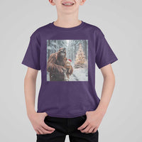 Funny Bigfoot With Cat Selfie Christmas T Shirt For Kid - Wonder Print Shop