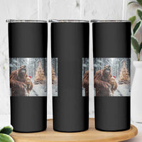 Funny Bigfoot With Cat Selfie Christmas Skinny Tumbler - Wonder Print Shop