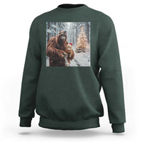 Funny Bigfoot With Cat Selfie Christmas Sweatshirt - Wonder Print Shop