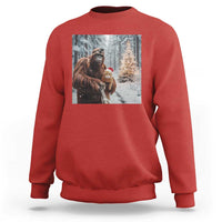 Funny Bigfoot With Cat Selfie Christmas Sweatshirt - Wonder Print Shop