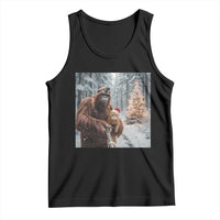 Funny Bigfoot With Cat Selfie Christmas Tank Top - Wonder Print Shop